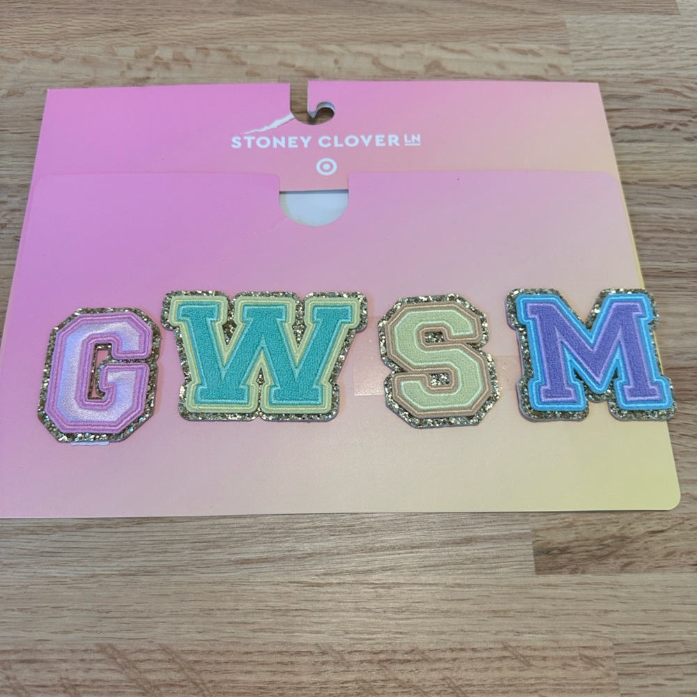 Stoney Clover Lane Glitter Letter Patches - Pink, Green, Yellow, Blue